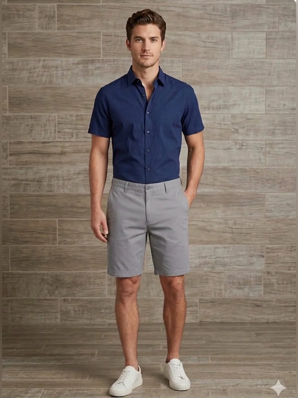 Izod Men's Gray Flat Front Chino Shorts